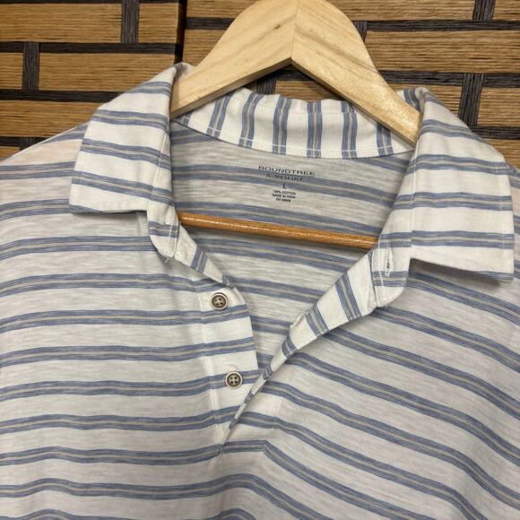 Roundtree & Yorke Blue And White Stripe Polo Size Large - Picture 3 of 7